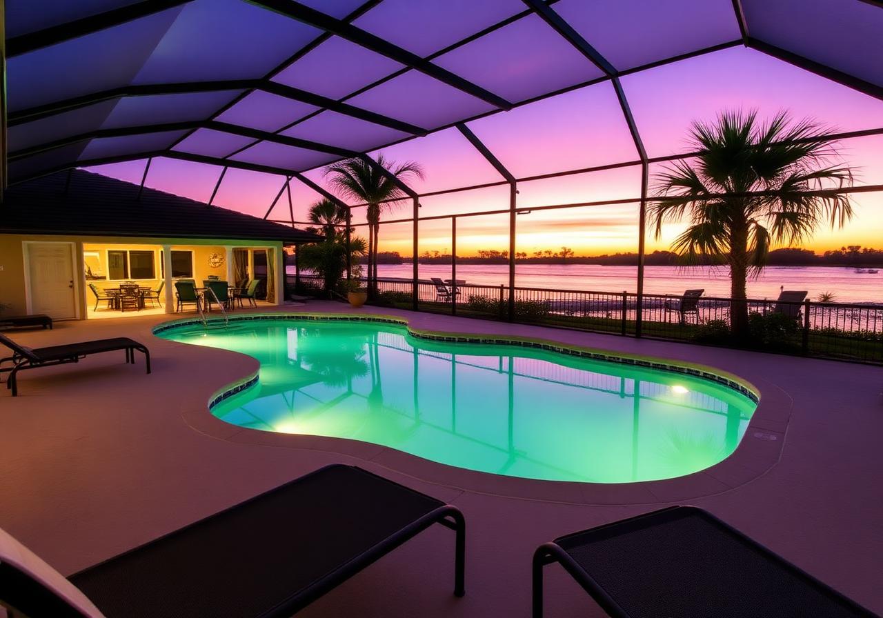Representative pool deck from a managed Central Florida vacation rental